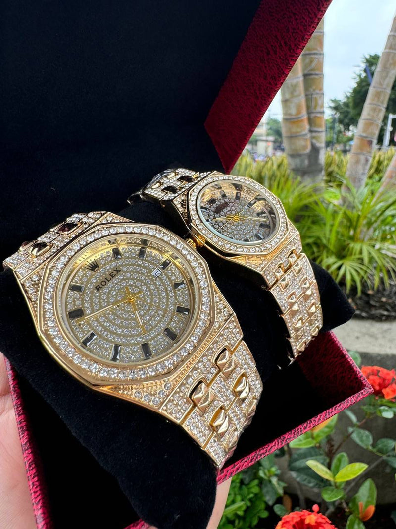 RELOJ PAREJA 2 IN 1 DIAMANTADO